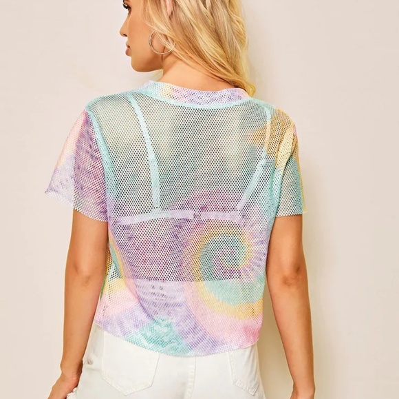 Tie dye mesh crop. Brand new - Picture 3 of 4
